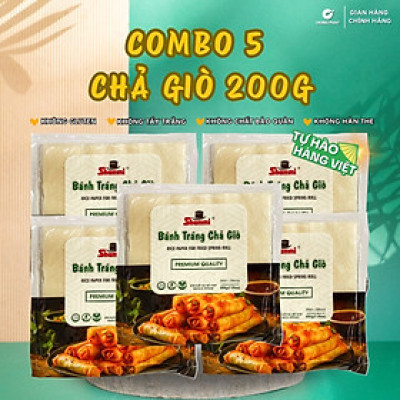 COMBO 5 Bánh tráng chả giò Shammi vuông 22cm 200g (bánh tráng cuốn chả giò, bánh đa nem xuất khẩu)