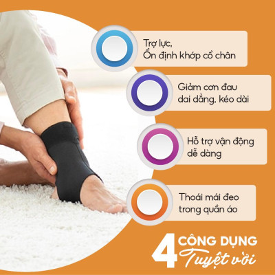 Đai cổ chân loại vừa Phiten Metax supporter ankle middle type AP239003/AP239004/AP239005
