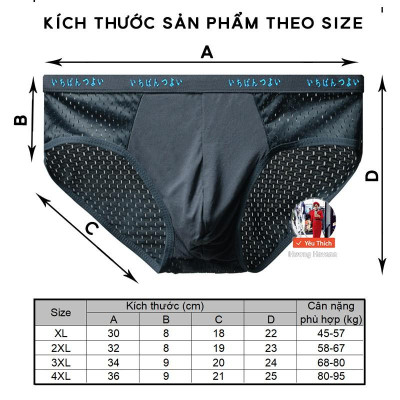 Hộp 4 quần lót nam thông hơi - quần sịp nam tam giác đùi - có size lớn MLQ01