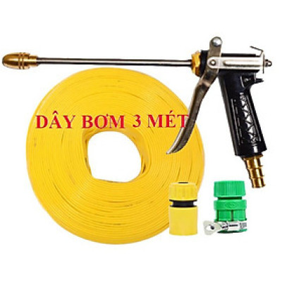  Bộ dây vòi xịt nước rửa xe, tưới cây . tăng áp 3 lần, loại 3m, 5m 206318Dđầu đồng, cút, nối PE, d.vàng