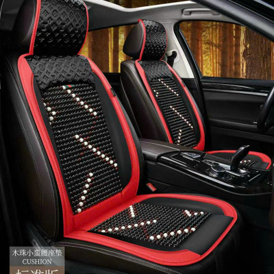 Lót Ghế Ô Tô hạt Gỗ Đệm Nỉ Cao Cấp họa tiết hoa văn màu Đen đỏ