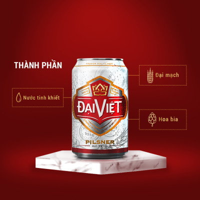 [Lốc 06 lon 330ml] Bia Đại Việt Pilsner, Bia vàng sản xuất theo luật bia tinh dòng của Bia Đức, không hóa chất, đậm vị đúng gu