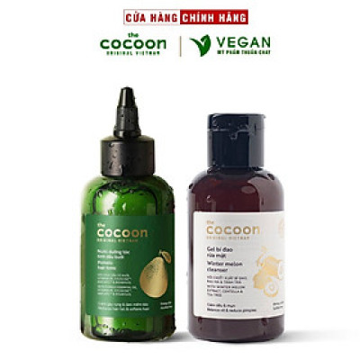 Combo Gel bí đao rửa mặt Cocoon 140ml + Nước dưỡng tóc tinh dầu bưởi Pomelo Cocoon 140ml
