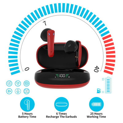 CINCATDY Tai Nghe Bluetooth True Wireless Headset Dock Sạc có Led Báo Pin Kép F600 - Hàng Nhập Khẩu