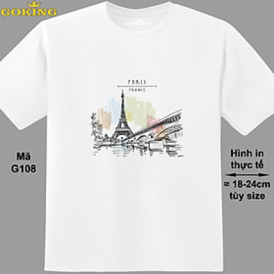 PARIS, mã G108. Áo thun nghệ thuật cho nam nữ, cặp đôi, gia đình, lớp nhóm, đồng phục công ty. Áo phông Goking hàng hiệu in hình chữ đẹp