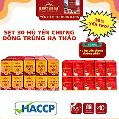[TOP SALE] SET 30 HỦ TỔ YẾN CHƯNG ĐÔNG TRÙNG HẠ THẢO 100% Tổ Yến Thật (Hàm Lượng 30% YẾN ĐẢO) [TẶNG KÈM 10 HỦ YẾN CHƯNG ĐƯỜNG PHÈN] - Đệ Nhất Yến Đảo - Tăng Sức Đề Kháng - Kéo Dài Thanh Xuân - An Thần - Bổ Phế - Hỗ Trợ Sinh Lý Nam Nữ