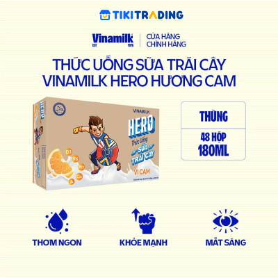 Thùng Thức uống sữa trái cây vị cam Vinamilk Hero 180ml - 48 hộp/Thùng