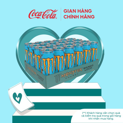 Lốc 24 Lon Nước Tăng Lực Giải Khát Monster Energy Mango Loco Vị Xoài 355ml/Lon_TK