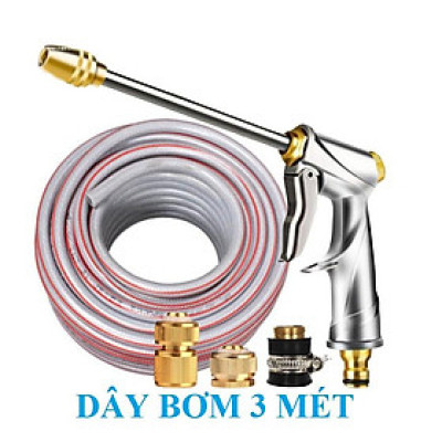 Bộ dây vòi xịt nước rửa xe, tưới cây . tăng áp 3 lần, loại 3m, 5m 206701-2Hđầu đồng, cút đồng,nối đồng + tặng đai