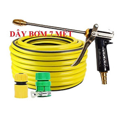 Bộ dây vòi xịt nước rửa xe, tưới cây . tăng áp 3 lần, loại 7m,10m 206318 đầu đồng, cút, nối PE