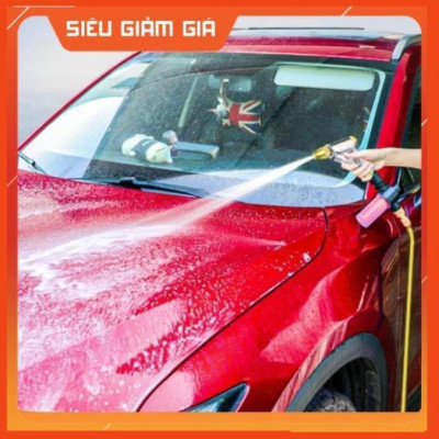 Bộ dây vòi xịt nước rửa xe, tưới cây . tăng áp 3 lần, loại 7m, 10m 206236 đầu đồng, đai, + tặng đai