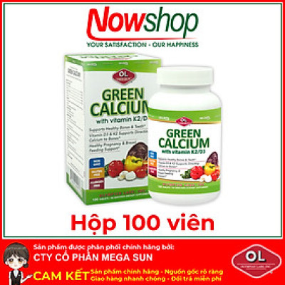 Green Calcium Olympian Labs Mỹ hộp 100 viên canxi hữu cơ chắc khoẻ xương không gây nóng dễ hấp thu