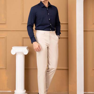 Quần kaki nam ALIGRO chất liệu kaki mềm mịn cao cấp dáng slimfit ghi trắng ALGK062