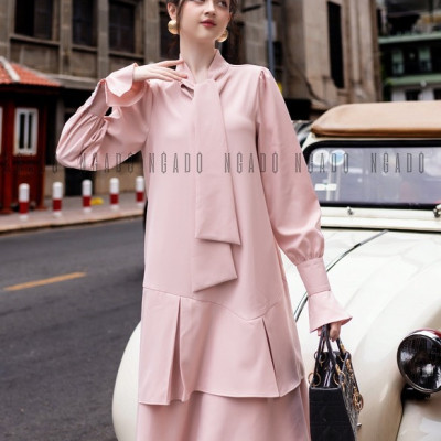 Đầm hồng dài tay NGADO