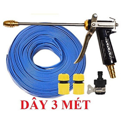 Bộ dây vòi xịt nước rửa xe, tưới cây . tăng áp 3 lần, loại 3m,5m 206318Lđầu đồng, cút,nối nhựa đen+ tặng mở chai