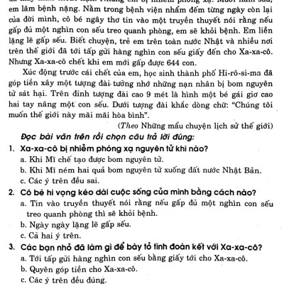 Đề Kiểm Tra Định Kỳ Tiếng Việt - Toán -  Khoa Học - Lịch Sử -  Địa Lí Lớp  5