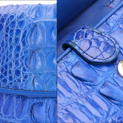 Ví Nữ Da Cá Sấu 3 Gấp Gai Huy Hoàng HT3288 (19 x 10.5 cm) - Xanh Dương