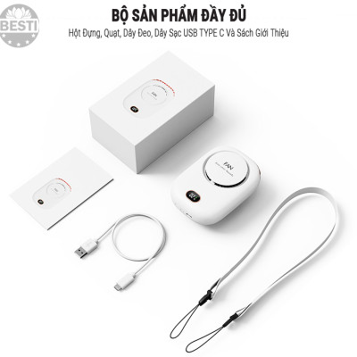 Quạt Mini Tích Điện Đeo Cổ Thời Trang Besti Y01,  3 Tốc Độ Gió Siêu Mát, Chạy Siêu Êm, Dung Lượng Pin 2000mAh, Phù Hợp Khi Chạy Bộ, Đi Du Lịch , Văn Phòng, Đi Chơi- Hàng Chính Hãng