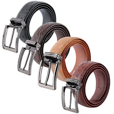 HJ4448-49-50-51 - Dây nịt nam da đà điểu da hột đầu kim màu đen, nâu đất, vàng bò, nâu đỏ