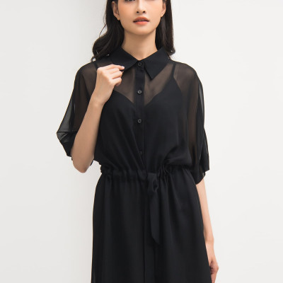 Set Đầm Sơ Mi Gồm Đầm Hai Dây Và Áo Sơ Mi Mỏng Khoác Ngoài Maxivic, La Mộc - LM62159