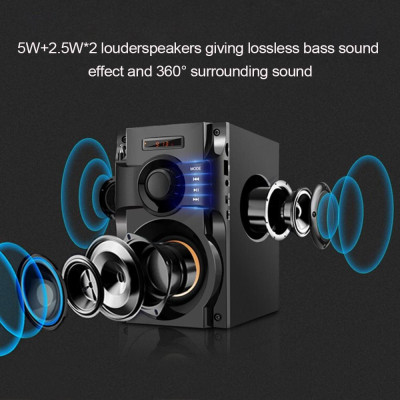 Loa Bluetooth không dây Âm thanh nổi AUX IN Màn hình LCD FM Radio TF Khe cắm thẻ nhớ U