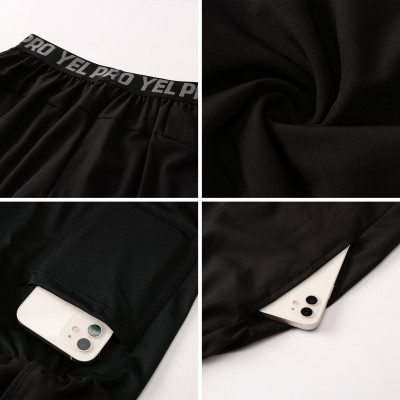 Quần đùi nam Yel Pro Men 2-in 1 đàn hồi có túi eo co giãn kiểu dáng thể thao