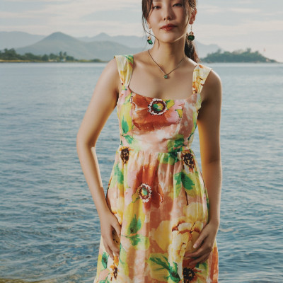 Đầm Linen Xoè Dâm Bụt DRE200 Thời trang thiết kế Hity