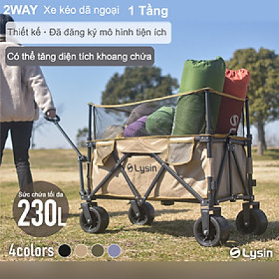 Xe kéo dã ngoại, ngoài trời, du lịch, cắm trại, picnic, đa năng bánh xe rộng có khóa cố định dung thích 230l gấp gọn