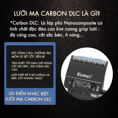 Tông đơ cắt tóc chuyên nghiệp Kemei KM-1858 lưỡi cắt mạ carbon công suất 10W điều chỉnh 5 mức tốc độ - Hàng chính hãng