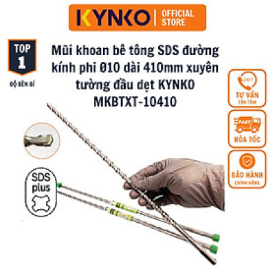 Phi Ø 10 dài 410MM mũi khoan bê tông SDS xuyên tường đầu dẹt KYNKO MKBTXT- 10410