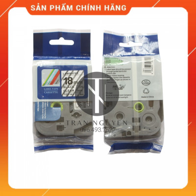 [Combo 3 hộp] Nhãn In đa lớp Tz2-141 - Đen nền trong 18mm x 8m - Hàng nhập khẩu