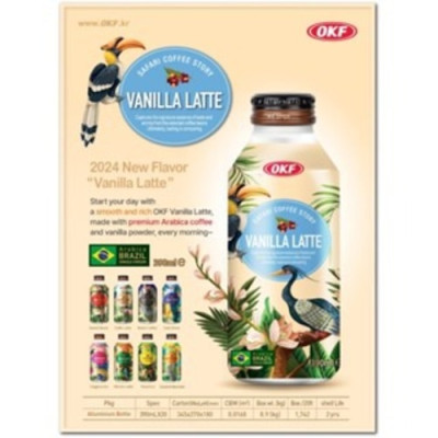 Cà phê Vanilla Latte OKF Hàn Quốc 390ml x 6 chai Brazil Arabica Beans