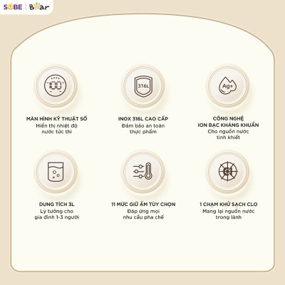 Bình thuỷ điện Bear 3L EWB-5H30C60 hàng chính hãng