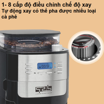 Máy pha cà phê tự động 2 trong 1 kiêm xay hạt cà phê DSP KA3055 - Công suất 1000W - HÀNG NHẬP KHẨU