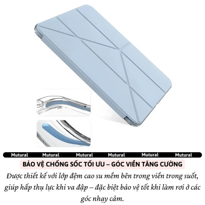 Case/ Ốp/Bao da IPAD hiệu Mutural Clear Pro Cho IPAD Gen 11 A16 2025 / Gen 10 10.9 inch 2022 - Lưng PC trong suốt , viền TPU, Có Khay Đựng Bút, Bao Da Thông Minh, tự động tắt mở màn hình - Hàng nhập khẩu