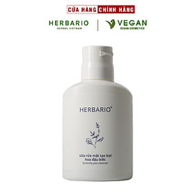 Sữa rửa mặt tạo bọt Hoa Đậu Biếc Herbario 100ml Giúp cấp ẩm, chống lão hóa thuần chay