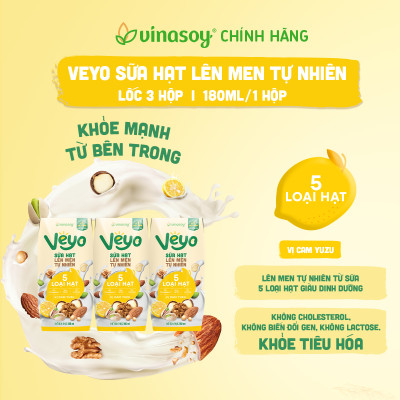 Thùng Veyo Sữa hạt lên men tự nhiên Vị Cam Yuzu (30hộp x 180ml)