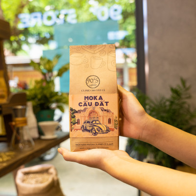 Cà Phê Moka Cầu Đất Rang Xay Nguyên Chất - Dạng Bột - 90S Coffee Vietnam - 100% Cà Phê Sạch Cao Cấp