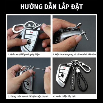 Móc Chìa Khóa  Kèm Thẻ Ghi Chú Chống Thất Lạc Cho Xe Máy Xe Đạp Xe Ô Tô Móc Khóa Nhà Kèm Móc Khóa Thép Dây PU Thời Trang