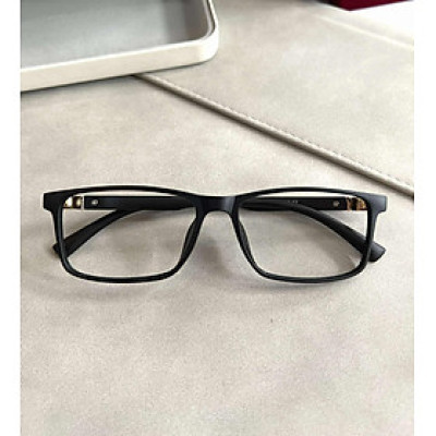 Kính gọng nhựa dẻo unisex nam nữ dáng basic chữ nhật cao cấp (Màu đen nhám)