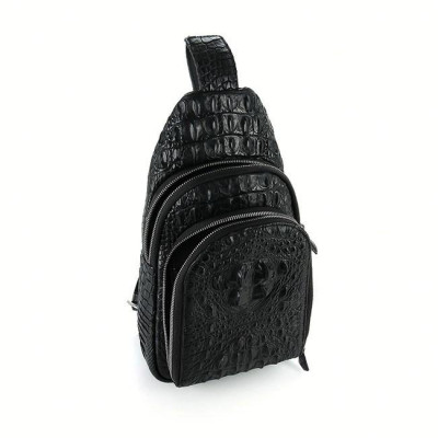 Túi đeo trước nam da cá sấu Huy Hoàng màu đen HC6285