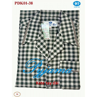 Bộ Pyjama HUONGTAM Kate tay dài nam cao cấp(PDK01N13). Chất liệu Kate loại tốt:  mềm mại, thoáng mát, không phai màu