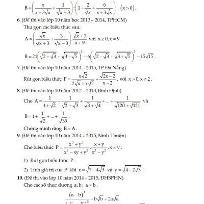 Các Chuyên Đề Bồi Dưỡng Học Sinh Giỏi Đại Số Lớp 9