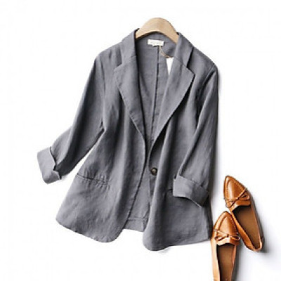 Áo khoác blazer nữ tay lỡ chất liệu linen mềm mịn,cao cấp mặc thoáng mát Bz11