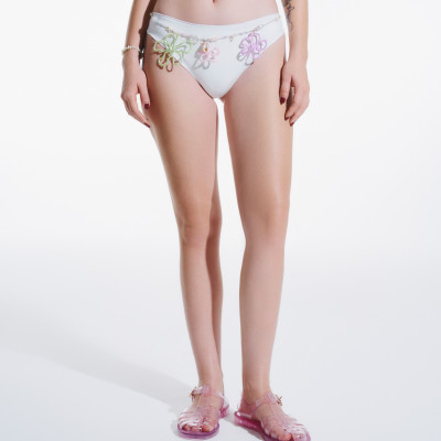 DOTTIE - Set bikini 2 mảnh nhún bèo - Trắng - SW001