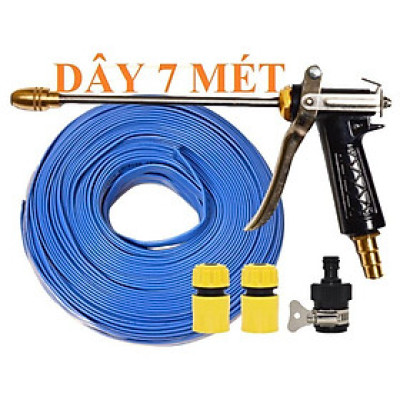 Bộ dây vòi xịt nước rửa xe, tưới cây . tăng áp 3 lần, loại 7m, 10m 206318 đầu đồng, cút,nối đen