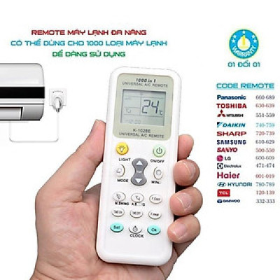 Remote điều khiển máy lạnh đa năng 1000 tần số dùng cho các dòng máy vn, thái lan, nội địa nhật (Hàng Chính Hãng)